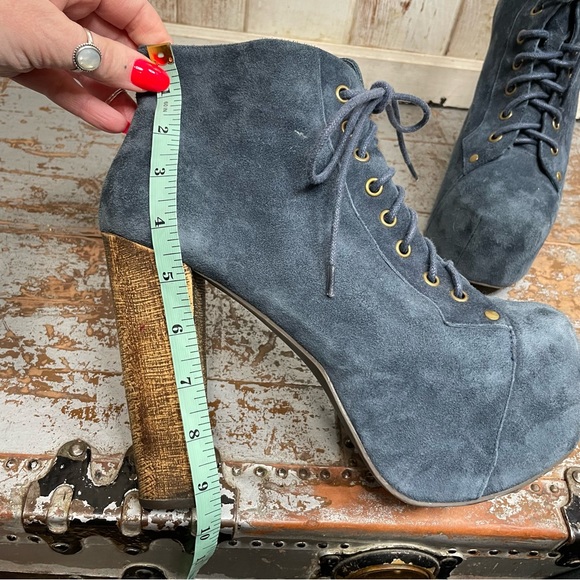 Jeffery Campbell Lita Blue Suede Lace Up Platforms - Picture 11 of 15